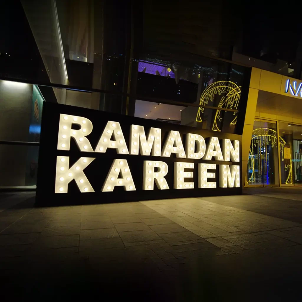 Indoor mall adorned with beautiful Ramadan light decoration